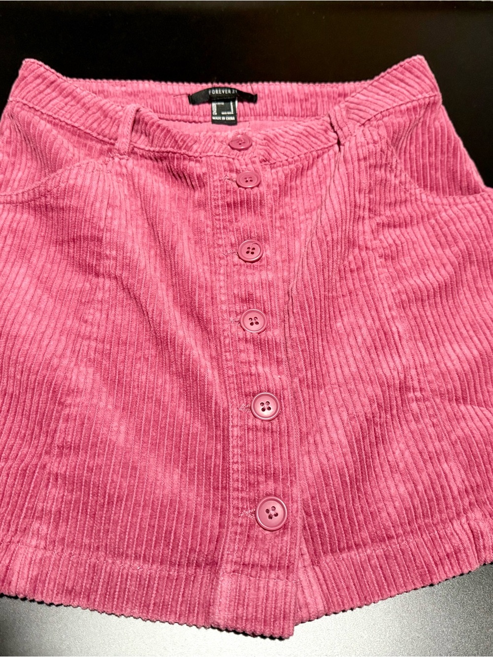 Forever 21 Hot Pink Corduroy Button-Front Mini Skirt
